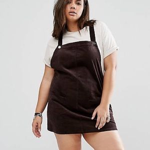 ASOS Alice & You Brown Corduroy Overall Dress  16